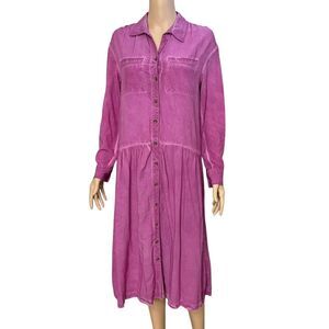 Anthropologie Pilcro Kimberly Shirt Dress XS Petite Midi Casual Boho Vacation